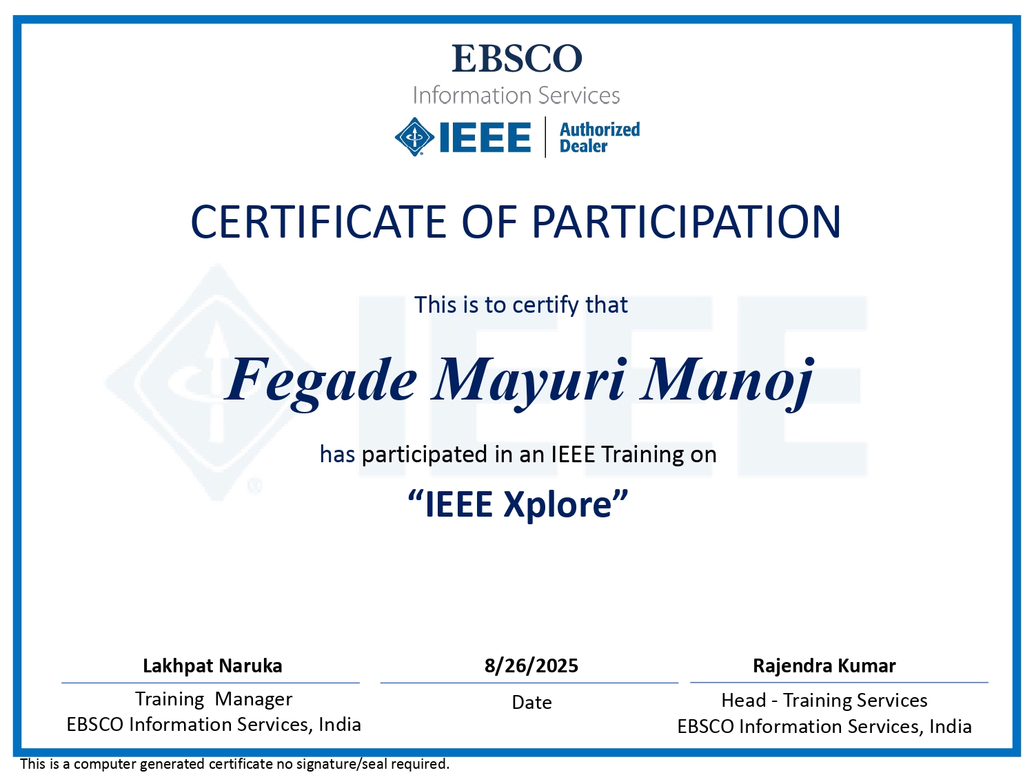 Certificates